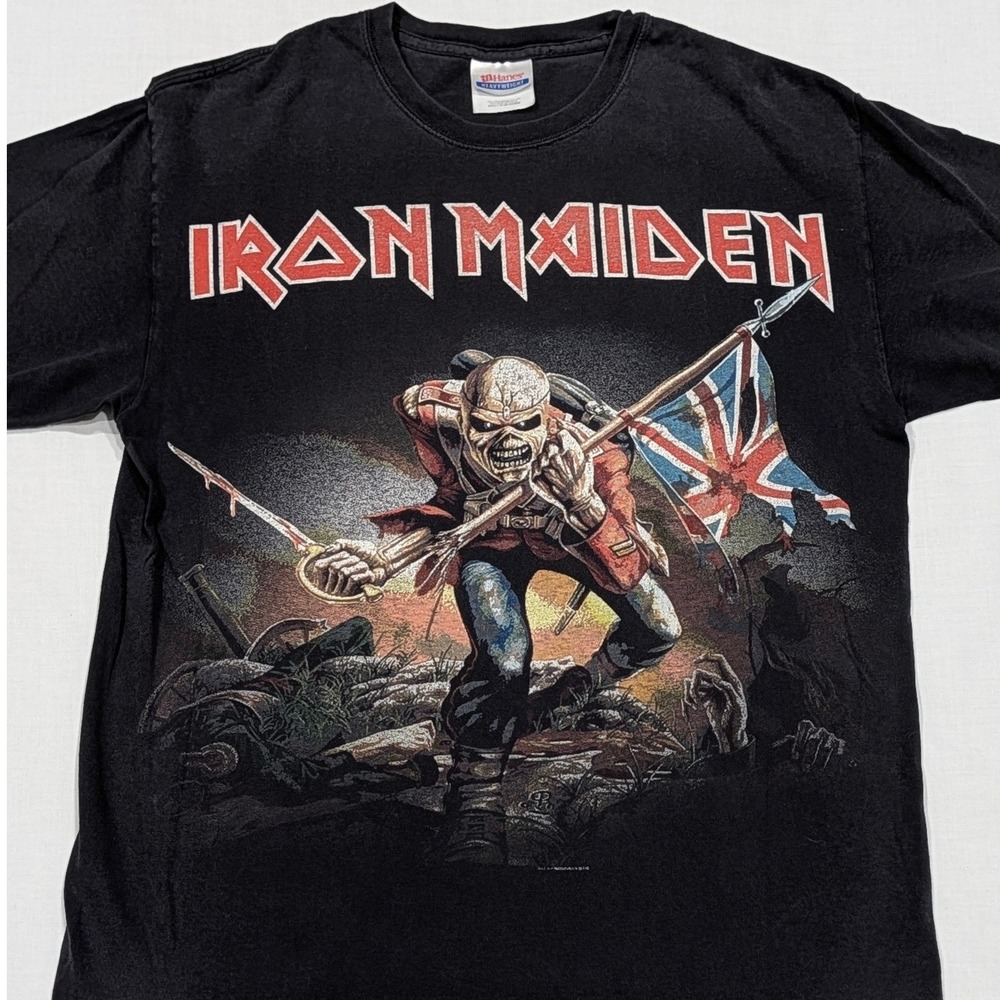Iron Maiden The Trooper Graphic T-Shirt Black Hanes Heavyweight Mens Medium